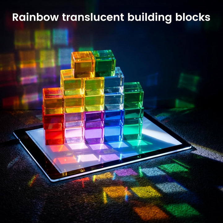 Acryl Bausteine Kinder, 20 Stück lichtbausteine, Regenbogen Building Blocks, Regenbogen Jelly Blocks