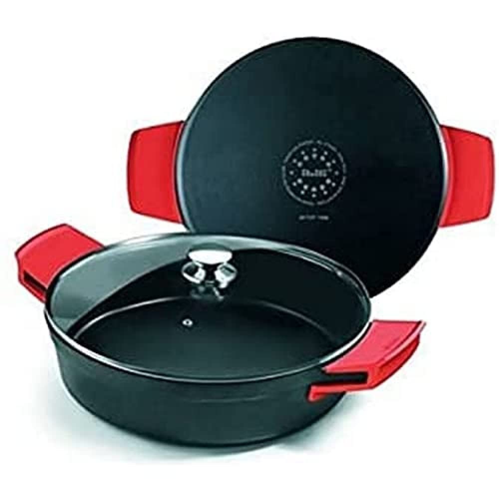 IBILI - Schmortopf Excellent, Titan, aus geschmiedetem Aluminium, Deckel aus Glas und Griffe aus Sil
