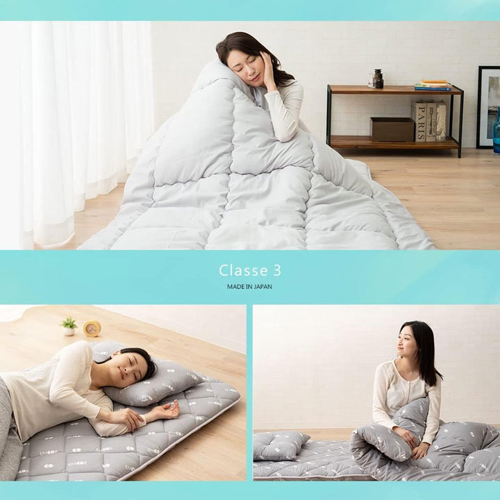 EMOOR Japanische Faltbarer Futon Matratze Set(Matratze, Tröster, Kopfkissen) CLASSE3, 100 x 210 cm,