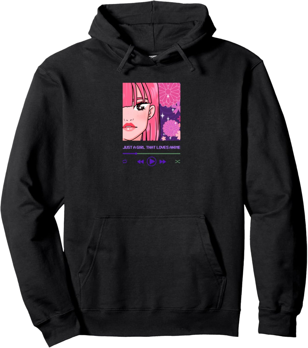 Nur ein Mädchen, das Anime Liebt Rosa Haarentwurf Pullover Hoodie