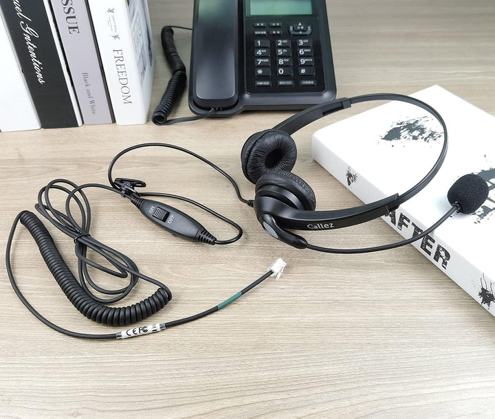 Telefon Headset RJ9 mit Mikrofon Noise Cancelling, Festnetztelefon Kopfhörer für Avaya 1408 Gigaset