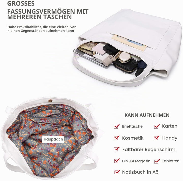 NICOLE &amp; DORIS Handtasche Damen Gross Shopper Tasche Casual Schultertasche Weiche Leder Tragetasche
