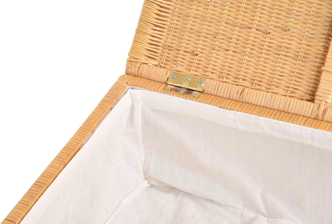 Grosser Unterbett Schub aus Rattan 64x58x25cm / Unterbettkommode mit Deckel, Bett Kasten Korb Kleide