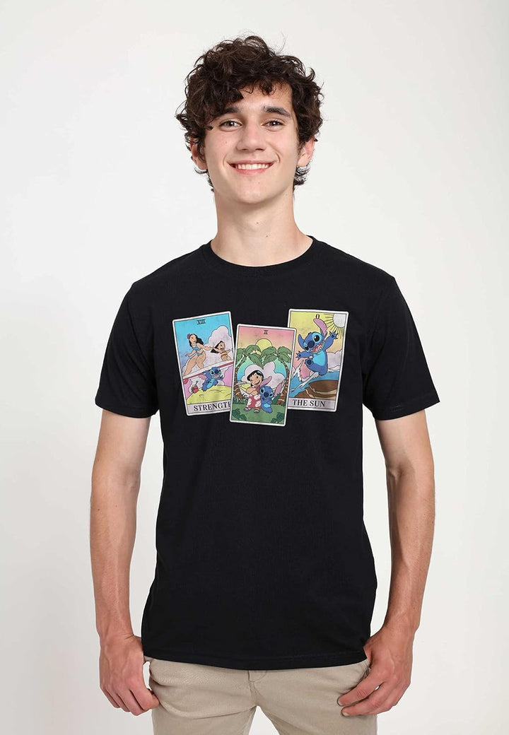Disney Unisex Lilo Stitch Tarot Organic Short Sleeve T-Shirt S Schwarz, S Schwarz