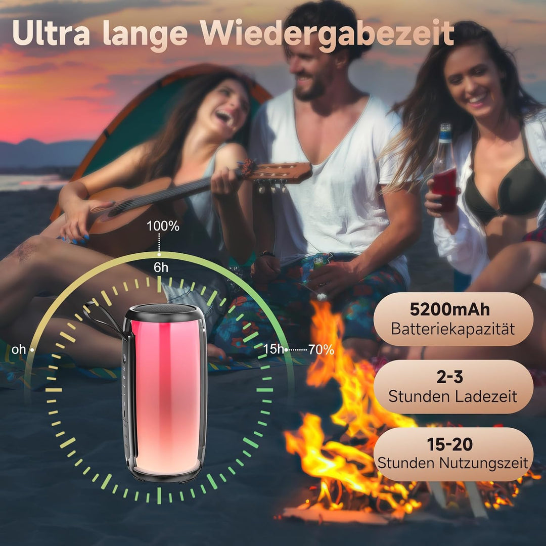 JYX Bluetooth Lautsprecher 5.3, 60W Tragbarer Party Lautsprecher, als Tischlampe und Campinglampe nu