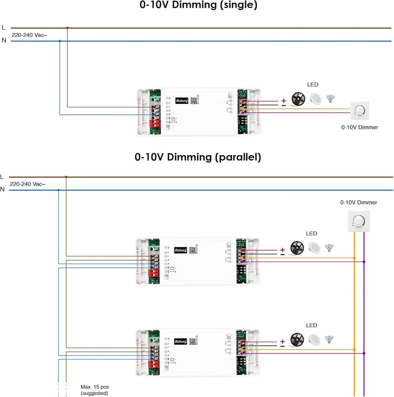 illuburg LED Trafo Dimmbar Dali Push 100mA - 440mA Konstantstrom 10W Flickerfree LED Netzteil Treibe
