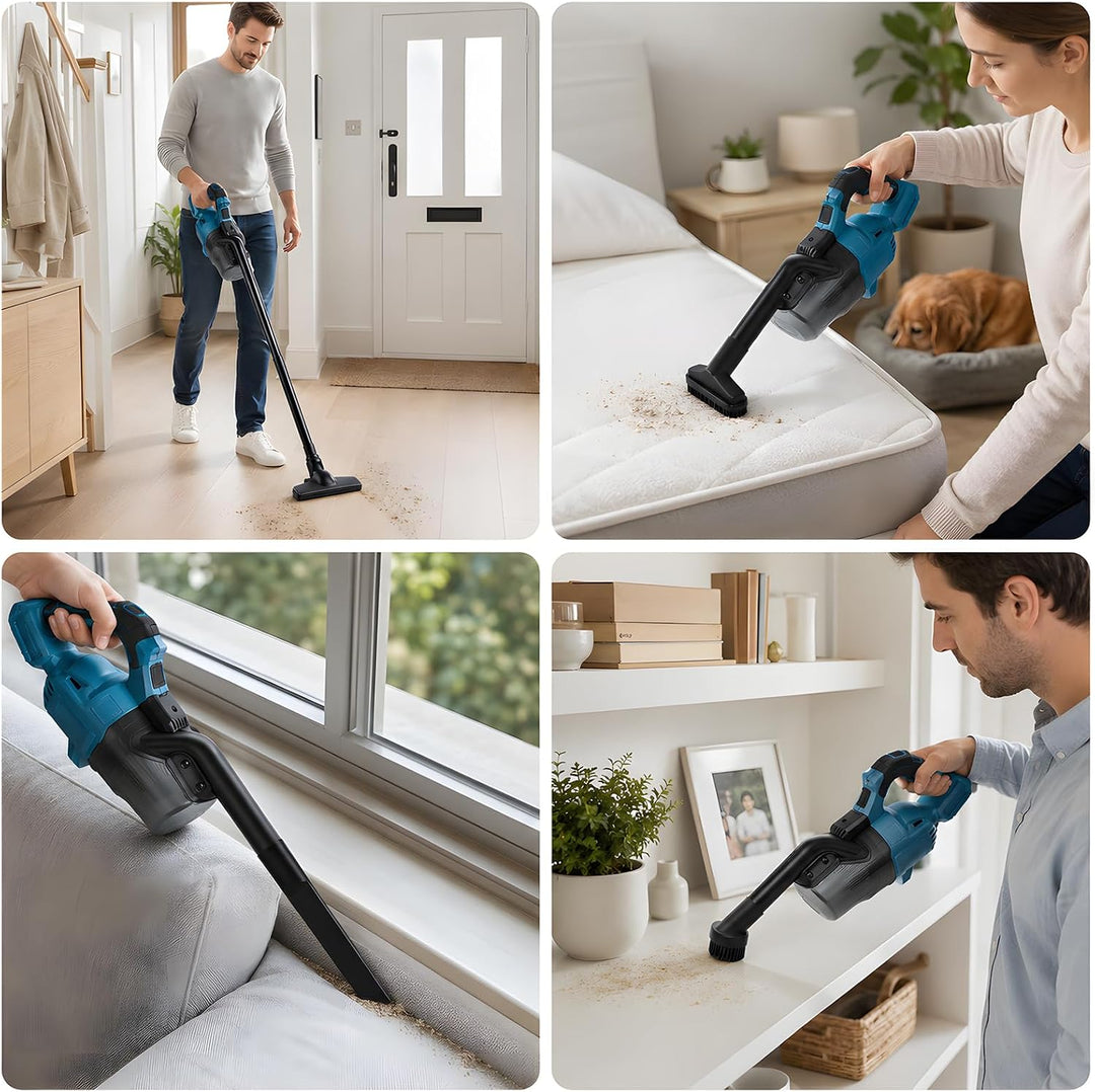 Akku Staubsauger für Makita 18V, 500W Handstaubsauger Kabellos, 10000Pa Stielstaubsauger mit HEPA-Fi