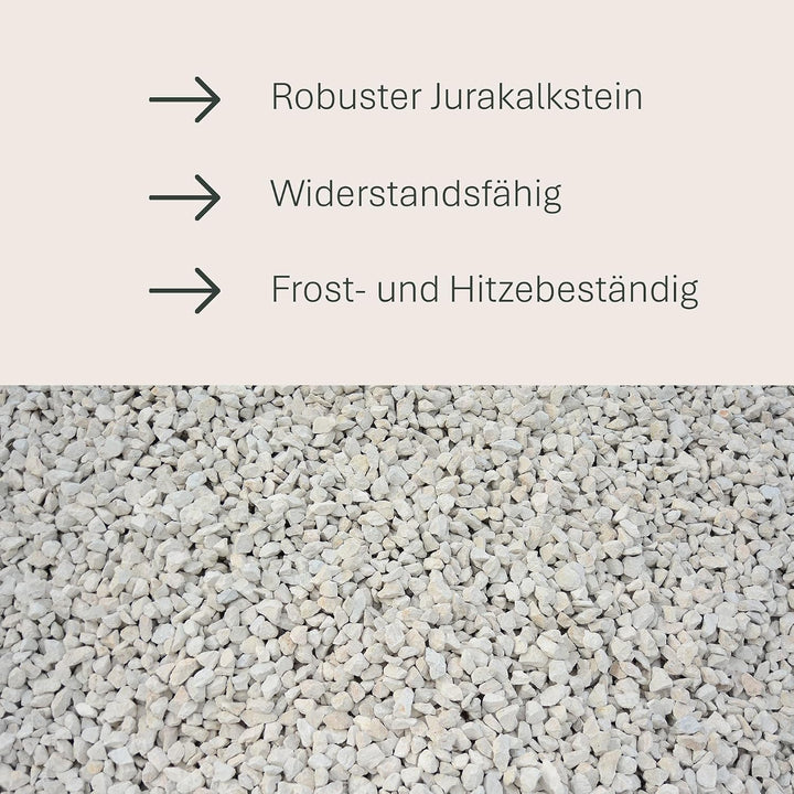 Schicker Mineral Kalk Ziersplitt beige 25 kg, Kalksplitt Yellow Sun, Deutscher Naturstein, farbecht,