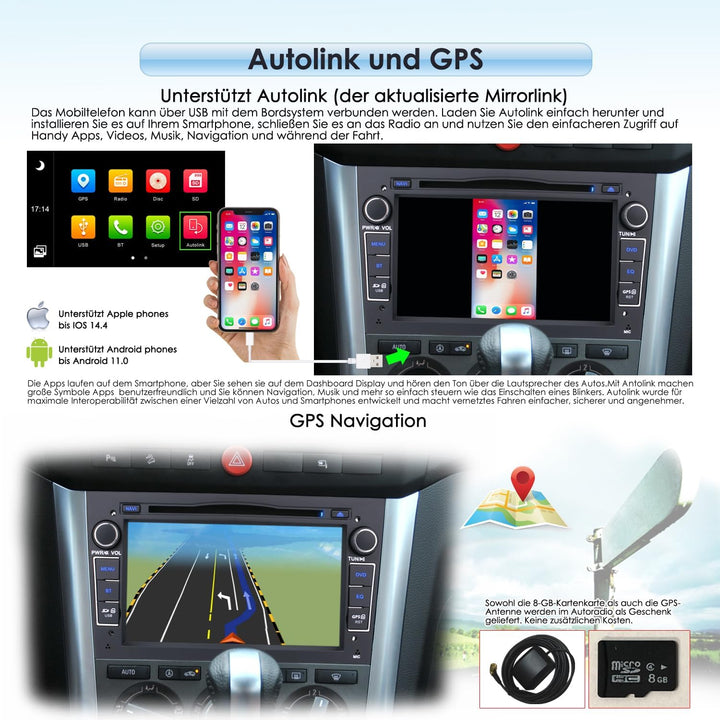 7 Zoll 2 Din Autolink Autoradio DVD CD Player GPS Navigation FM AM Radio Bluetooth USB SD Für Opel A