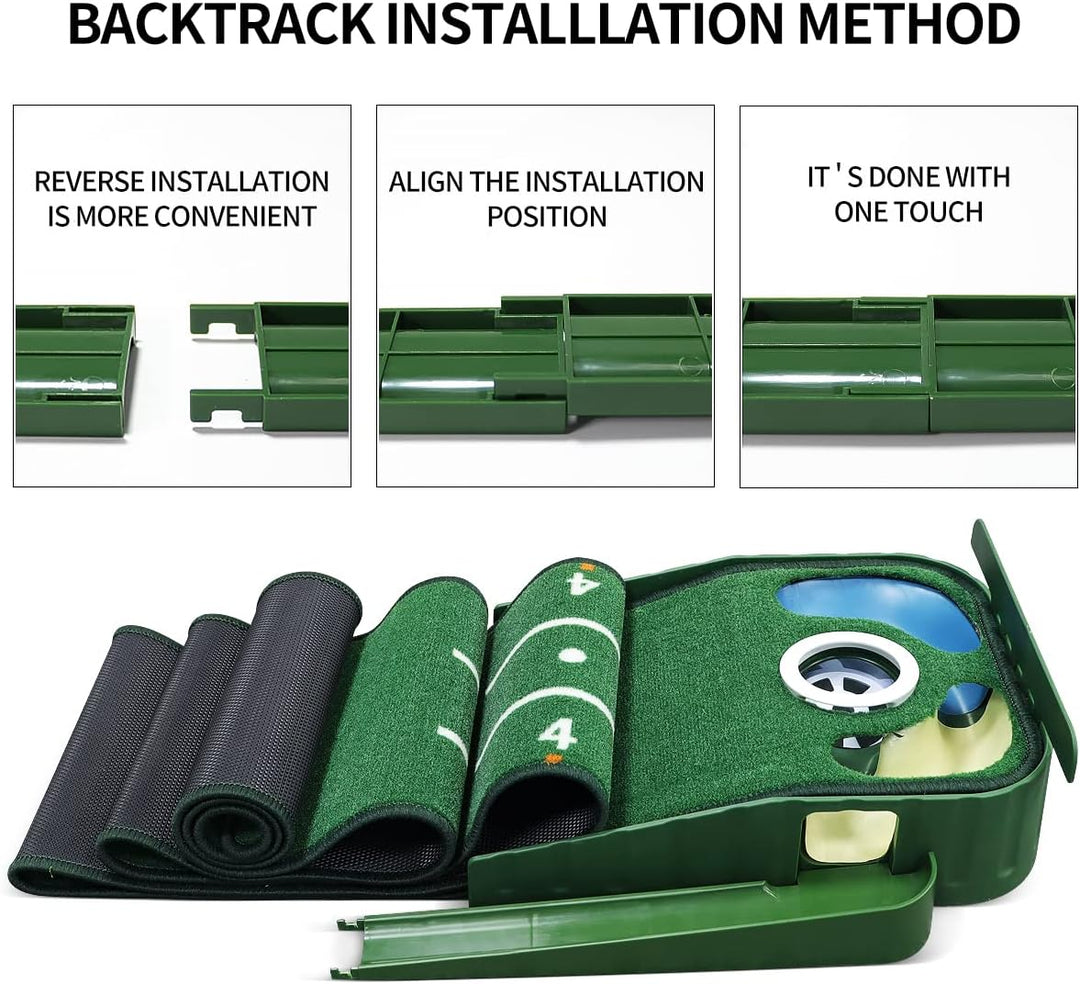 Putting-Grün, Indoor-Matte Mit Ballrücklauf und 3 Löchern, Golf-Trainingsausrüstung für Zuhause oder