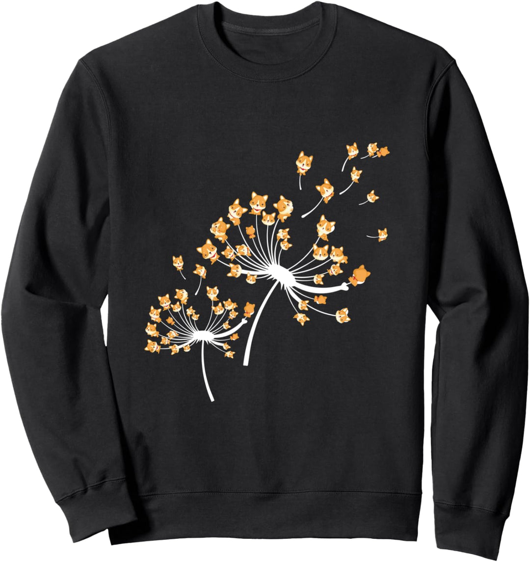 Corgi Flower Fly Dandelion Funny Dog Owner Lover Sweatshirt