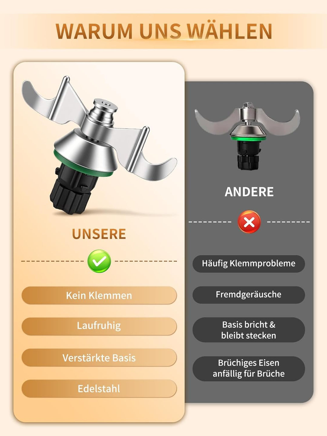Weenkler Teigmesser & Mixmesser für Thermomix TM7 TM6 TM5, Ersatzmesser aus Edelstahl, Zubehörteile