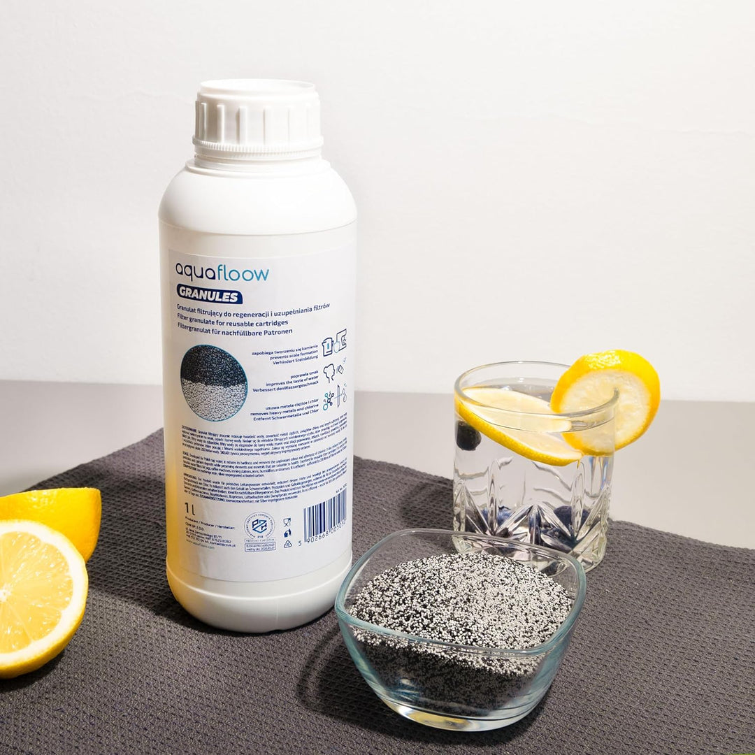 Aquafloow Nachfüllgranulat 1 Liter, Universal Nachfüllgranulat für Wasserfilter, Wasserfiltergranula
