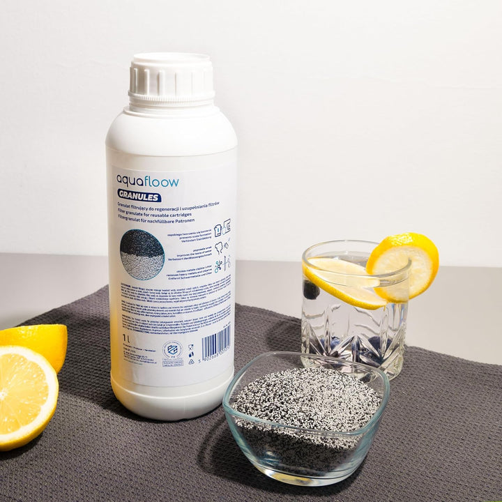 Aquafloow Nachfüllgranulat 1 Liter, Universal Nachfüllgranulat für Wasserfilter, Wasserfiltergranula