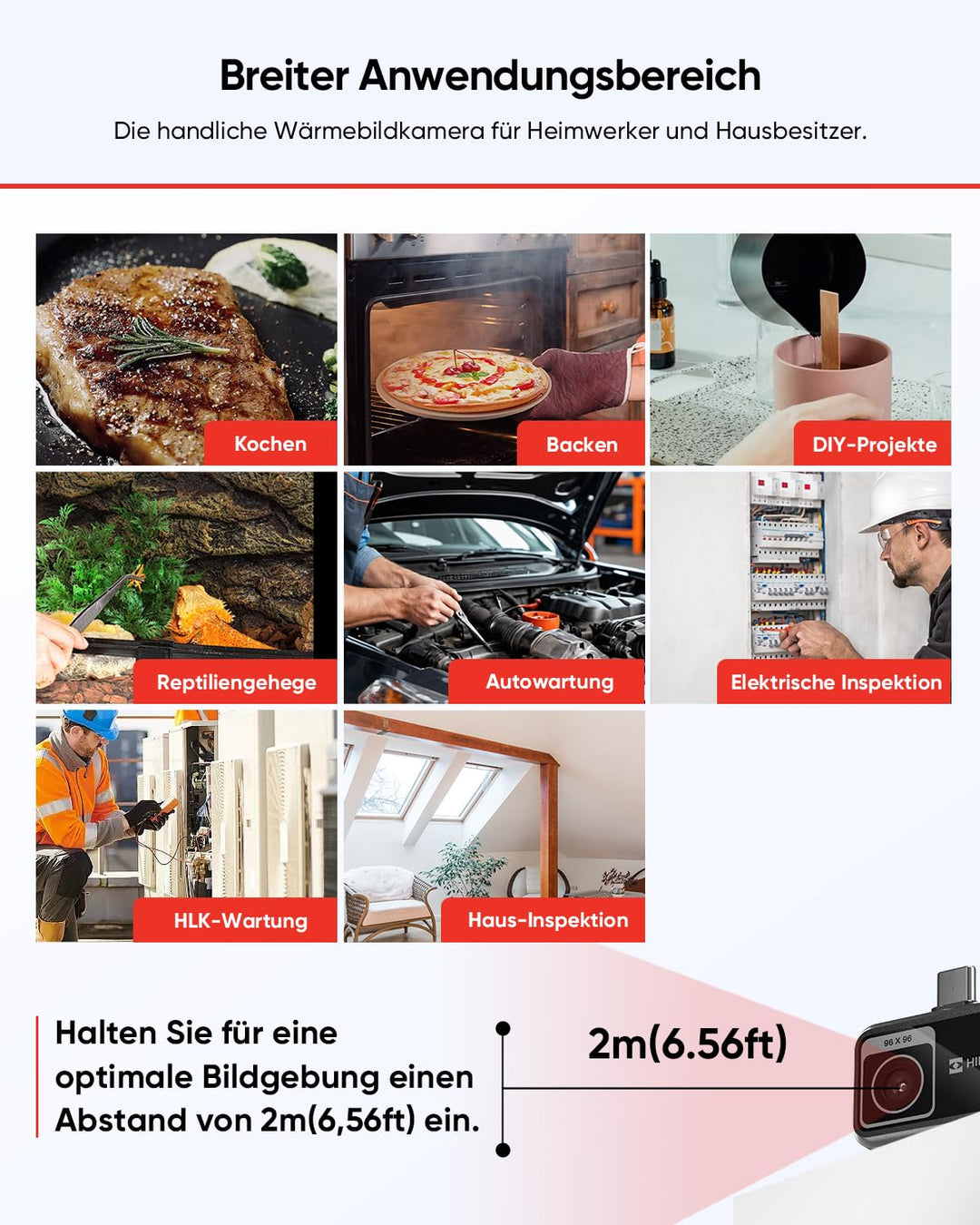 HIKMICRO Minie Wärmebildkamera - iOS/Android, 192×192 SuperIR Bildverbesserung, 25Hz, für Smartphone