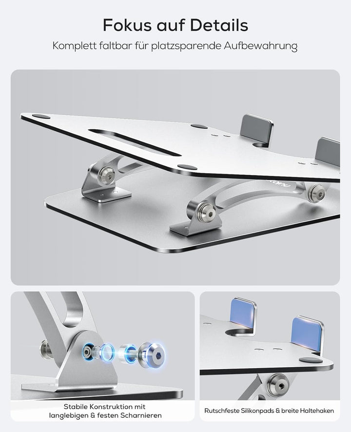 NULAXY Laptop Ständer, Höhenverstellbarer Belüfteter Laptop Halterung, Aluminium Notebook Ständer Ko