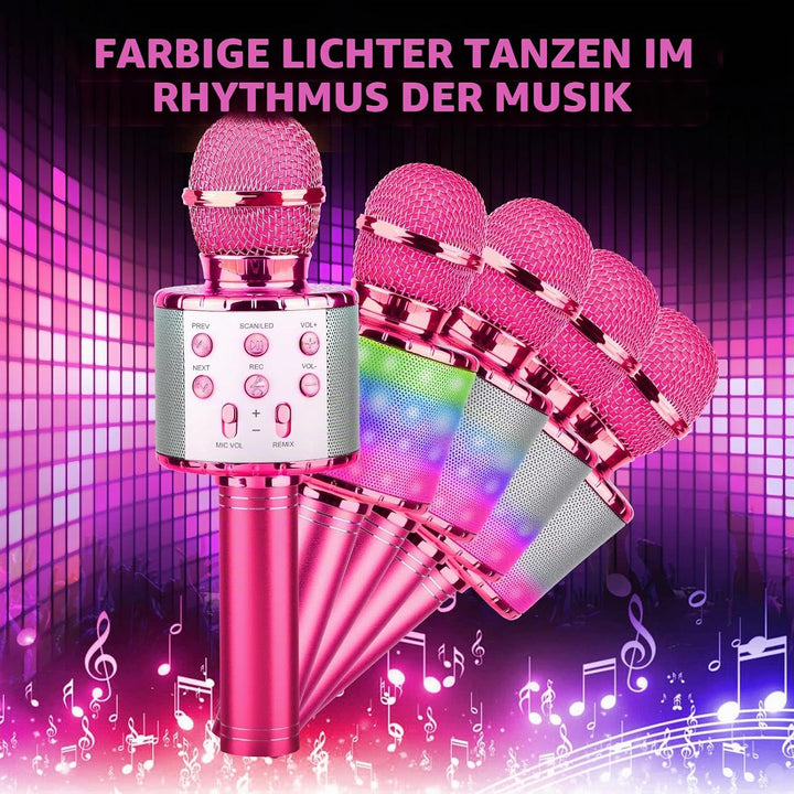 ShinePick Karaoke Mikrofon Bluetooth, 4-in-1 Drahtloses Geschenke Mikrofon Kinder Mädchen,Tragbare L