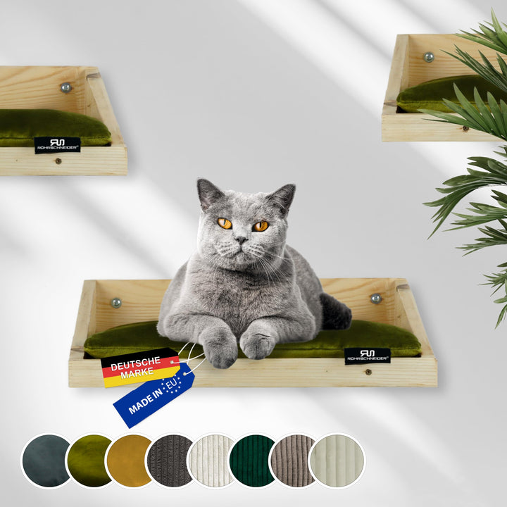 Rohrschneider Katzenbett Wand | Made in EU | Kletterwand Katzen | aus Kiefernholz | belastbar bis 30