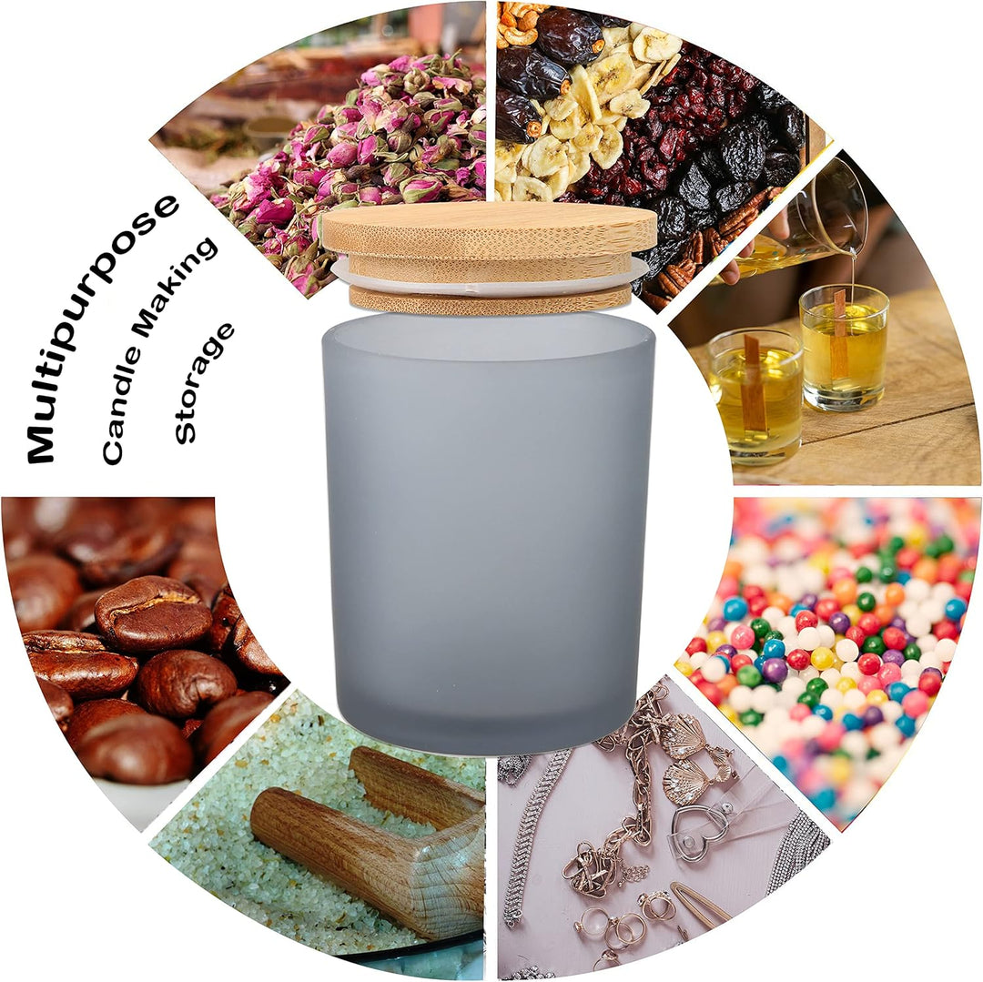 MILIVIXAY 12 Stück 284 ml Milchglas-Kerzengläser mit Deckel und Kerzenherstellungs-Kits – leere Kerz