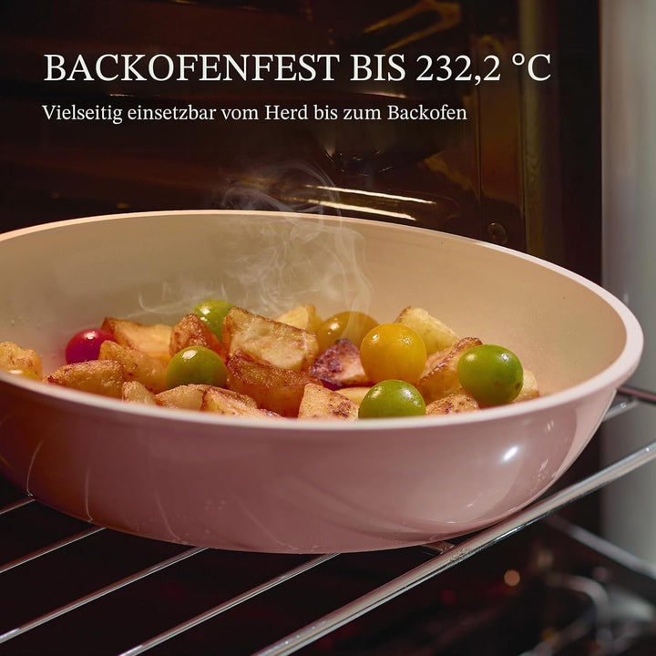 Keramik Topfsets Pfannenset 8 Teilig mit Abnehmbaren Griffen induktionsgeeignet mit Bratpfannen ofen