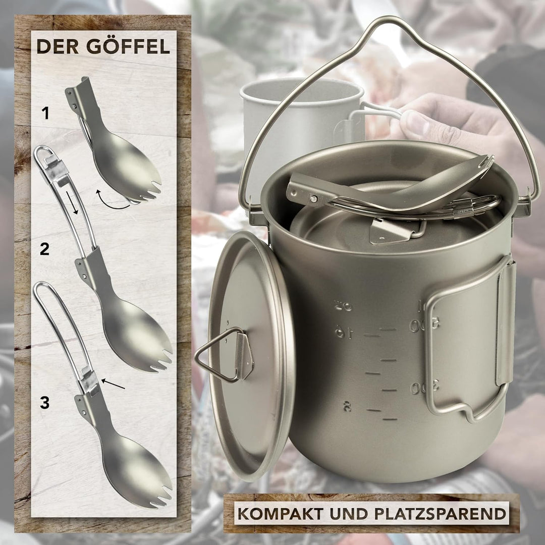 Black Snake® Wander Kochgeschirr Set 'Titanium' ultraleichtes Campinggeschirr Einheitsgrösse Titan,