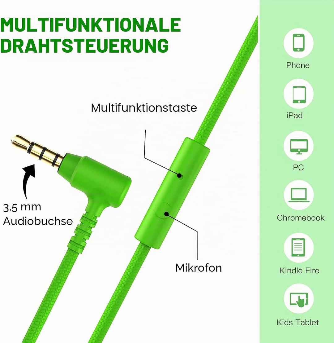 RockPapa 952 Kinder Kopfhörer mit Kabel, Kopfhörer Kinder Mädchen, HD Mikrofon, Klinke 3.5 mm, Faltb