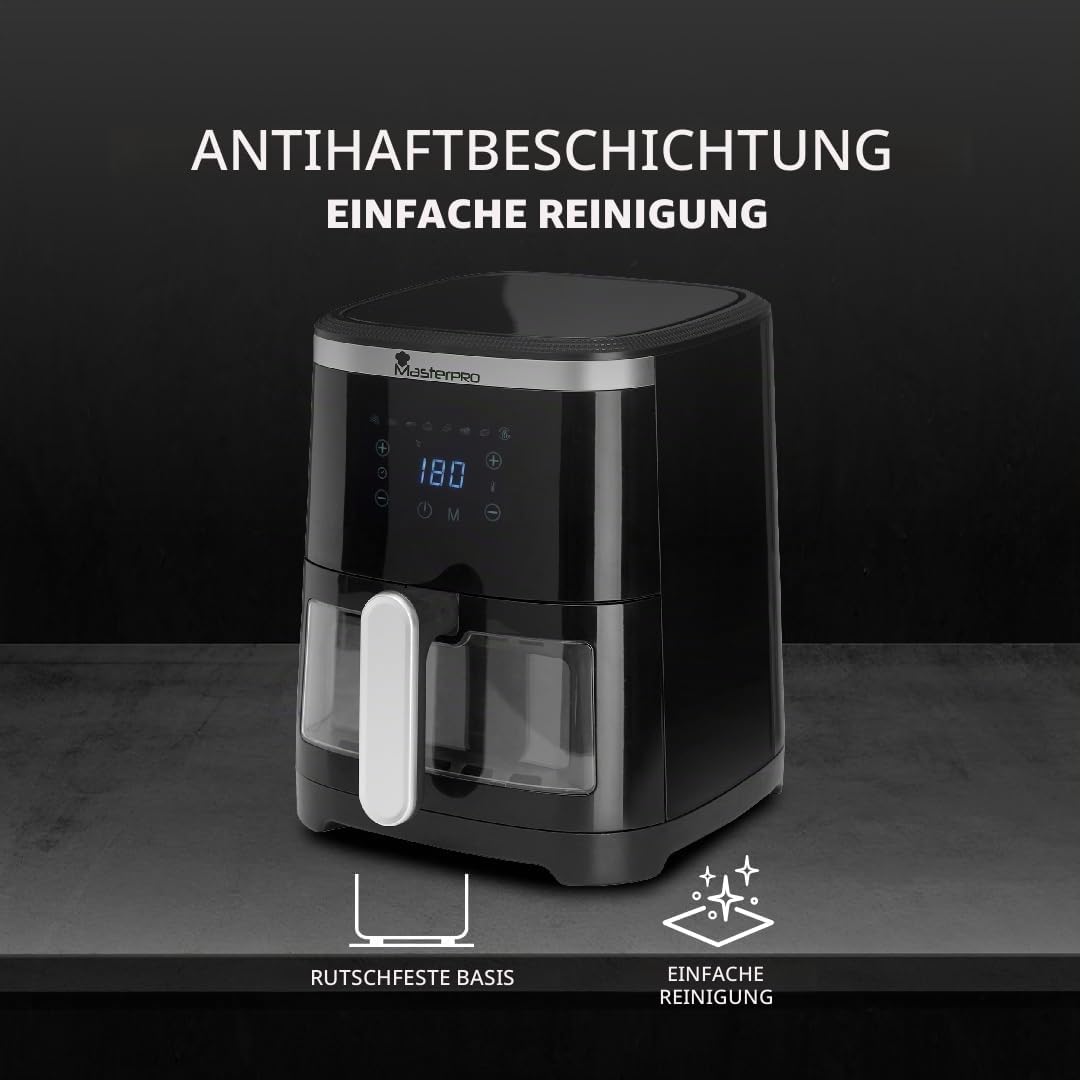 MasterPRO ROCKET 420 - Heissluftfritteuse 1300W 4.2L - 8 Programme - LED Touch Control - Antihaftbes