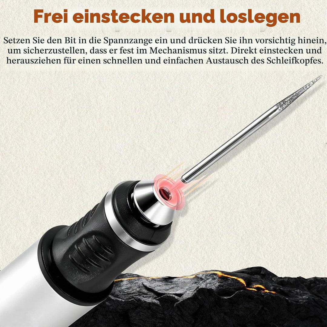 Herbst Mini Gravierstift, Elektrischer Gravierstift mit 30 Bits 5 Schablonen 4 Übungsbretter Tragbar