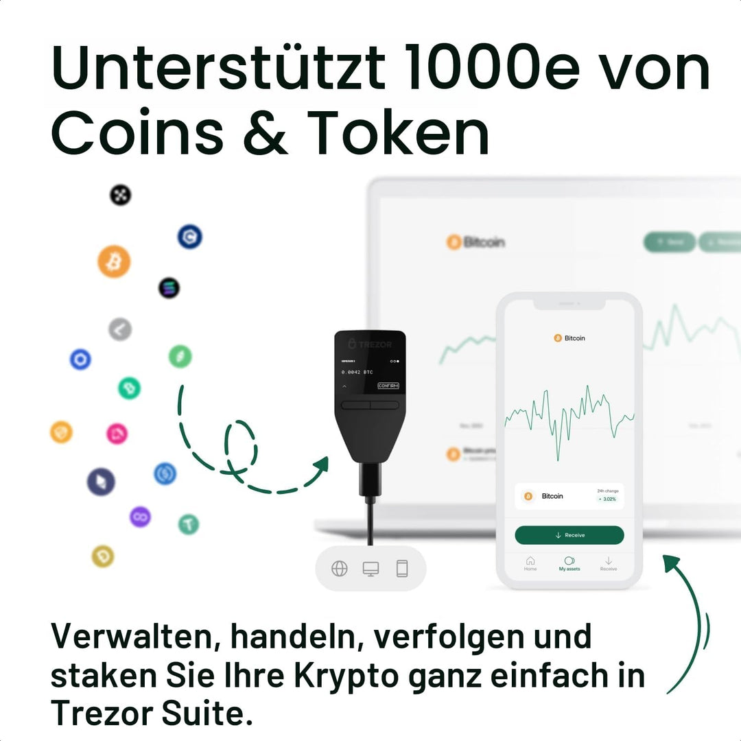 Trezor Safe 3 - Passphrase und Krypto Hardware Wallet mit Secure Element-Schutz – Kaufen,Speichern,V