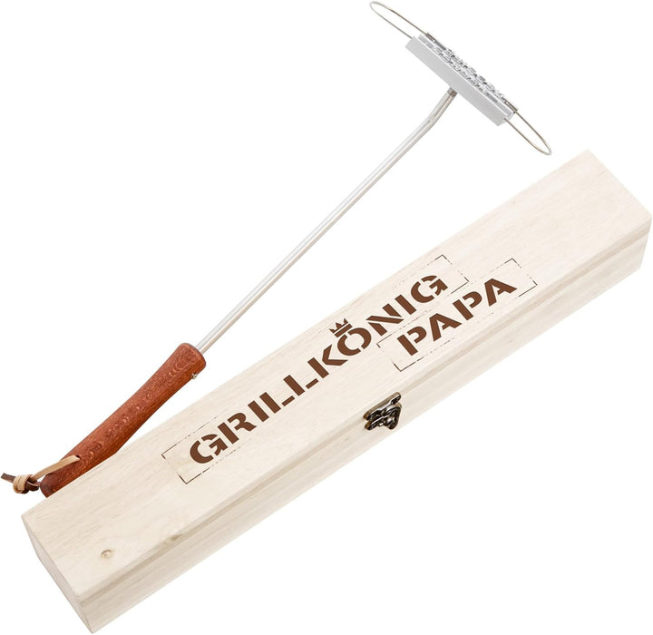 BBQ Brandeisen mit wechselbaren Buchstaben als Set mit Edler Holzbox mit Gravur, Grillkönig Papa, Br