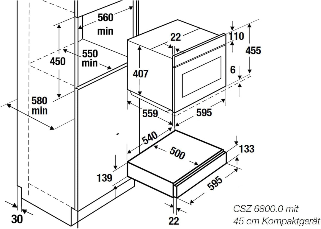 Küppersbusch CSZ 6800.0 Zubehörschublade + ZC 8020 Glasfront Schwarz