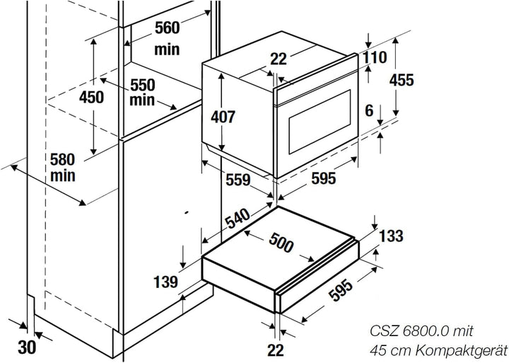 Küppersbusch CSZ 6800.0 Zubehörschublade + ZC 8020 Glasfront Schwarz