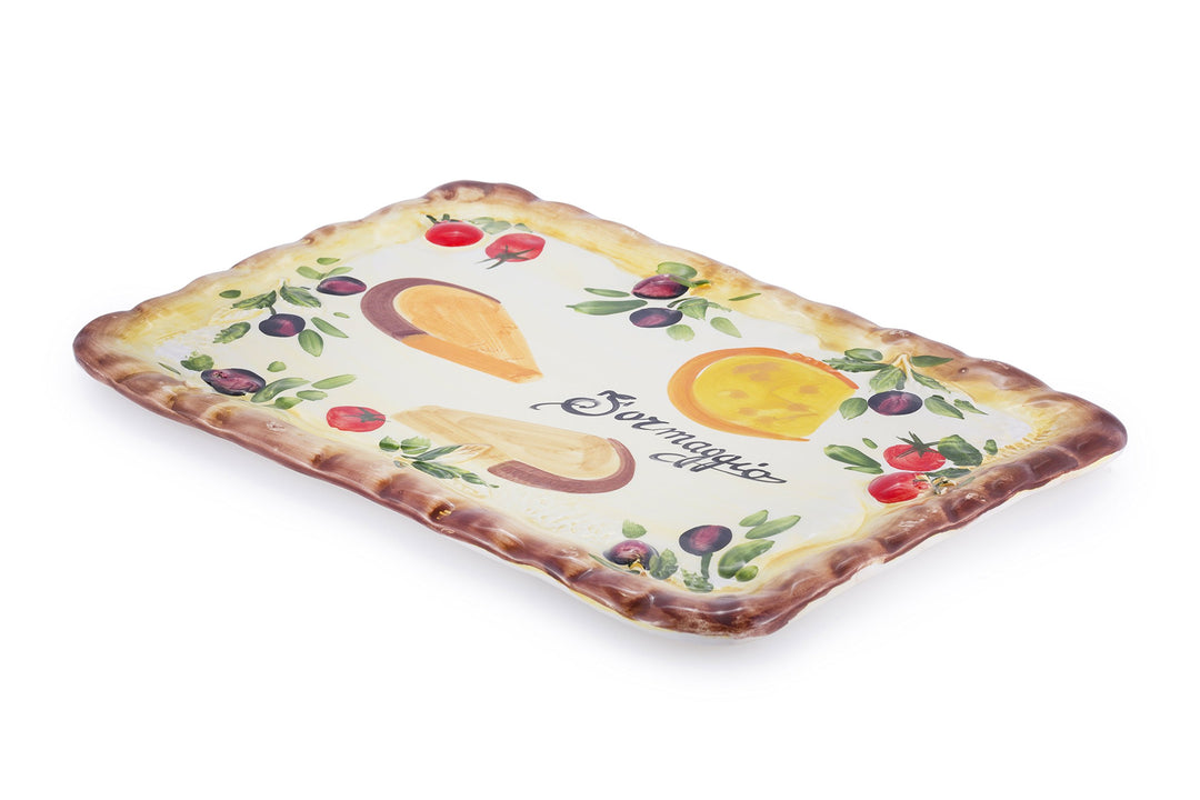 italienische Keramik rechteckiger Formaggio Teller 35x24 cm