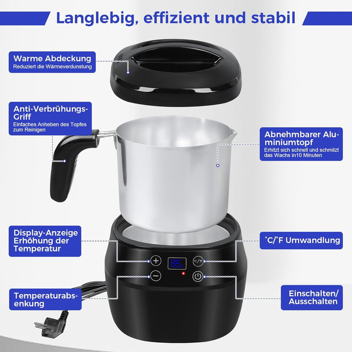 Viviheyday Elektrischer Wachsschmelzer für Kerzenherstellung, Wachsschmelztopf kerzen selber machen