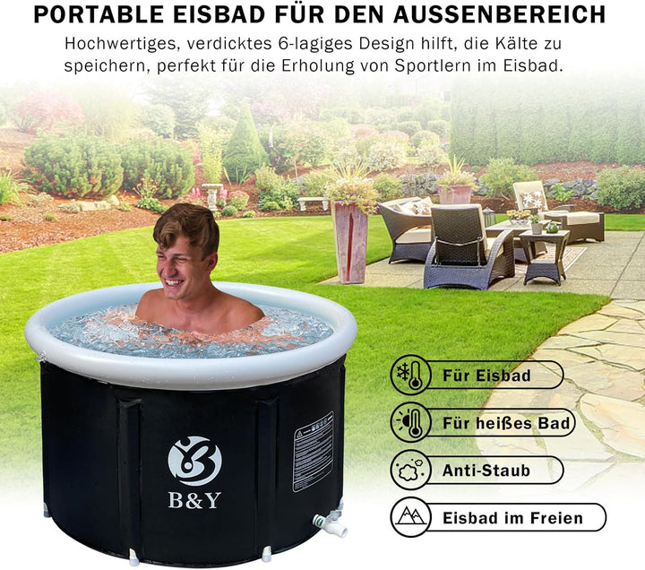 Faltbare Eistonne 89x55cm Eisbad Tonne Aufblasbar Badewanne für Erwachsene Klappbare Gross MäNner Ei