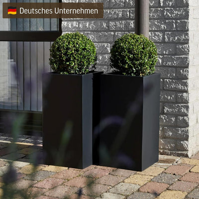 VIVANNO Pflanzkübel Blumenkübel Übertopf Säule Fiberglas Anthrazit Block 60x30x30 Anthrazit Matt 60x