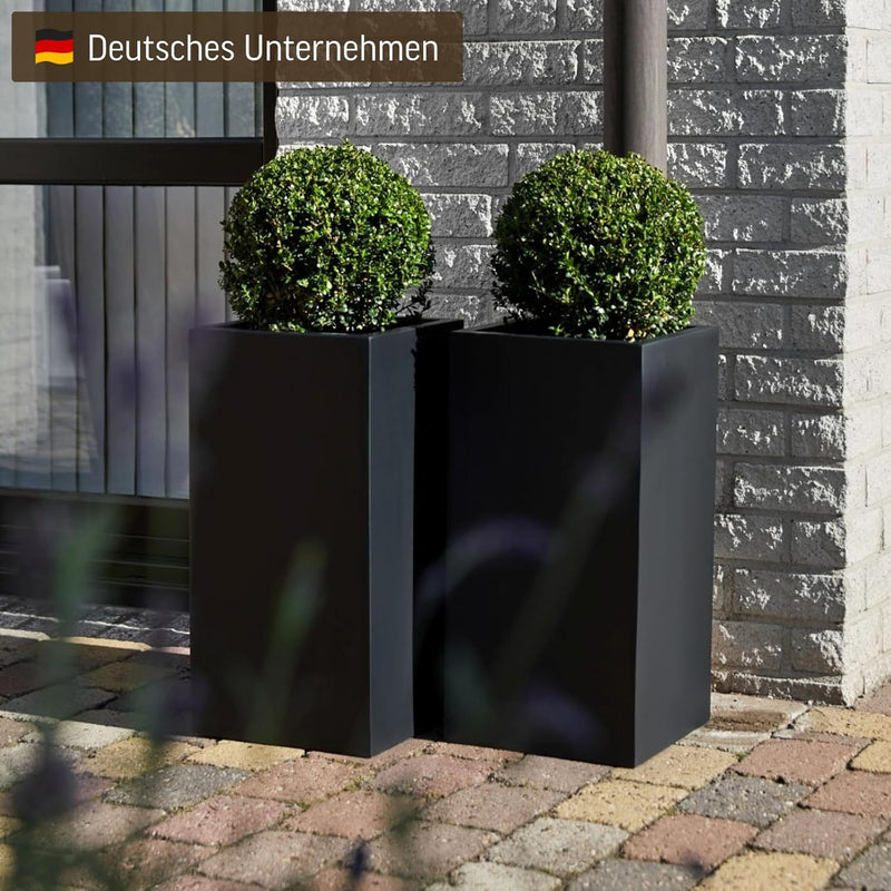 VIVANNO Pflanzkübel Blumenkübel Übertopf Säule Fiberglas Anthrazit Block 60x30x30 Anthrazit Matt 60x