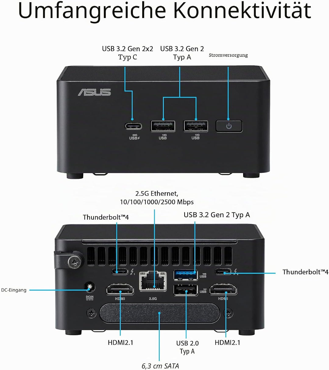 ASUS NUC 14 Pro Slim Kit RNUC14RVKU500002I (Intel Core U5 125H Prozessor, Intel Arc Grafik, Intel Wi