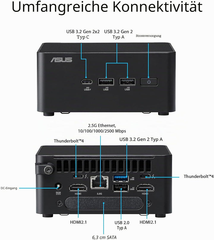 ASUS NUC 14 Pro Slim Kit RNUC14RVKU500002I (Intel Core U5 125H Prozessor, Intel Arc Grafik, Intel Wi