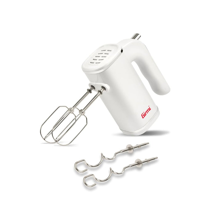 Girmi SB04 Handmixer, 150W, Turbo, 5 Stufen, Edelstahlbesen & Knethaken, Weiss, Weiss