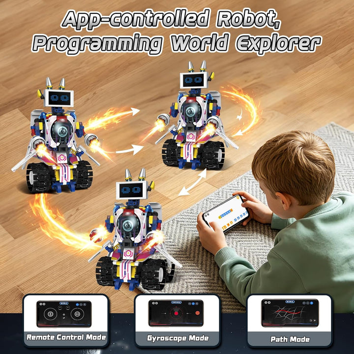Joellfuner Technik Roboter Kinder | 5 in 1 Programmierbarer Roboter Spielzeug mit APP und Fernsteuer