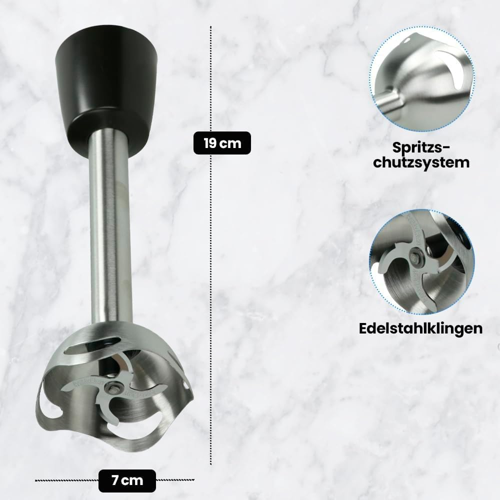 ANAKEL HOME Ersatzmixerarm MS-650444, kompatibel mit Moulinex QuickChef Stabmixer, Edelstahl, 4 Klin