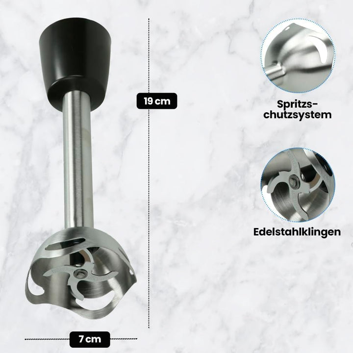 ANAKEL HOME Ersatzmixerarm MS-650444, kompatibel mit Moulinex QuickChef Stabmixer, Edelstahl, 4 Klin