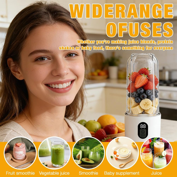 Mineup Tragbarer Mixer, 500ml Mixer Smoothie Maker to Go mit Digitalanzeige, Portabler Elektrischer
