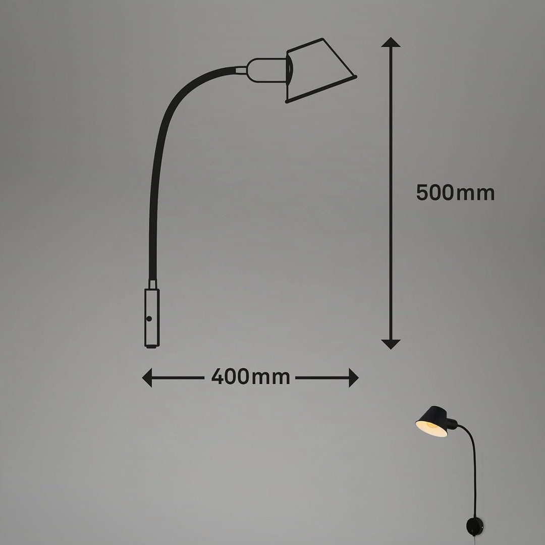 BRILONER Leuchten - Bettleuchte flexibel, Bettlampe verstellbar, Kippschalter, 1x E27 Fassung max. 1