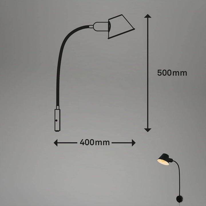 BRILONER Leuchten - Bettleuchte flexibel, Bettlampe verstellbar, Kippschalter, 1x E27 Fassung max. 1