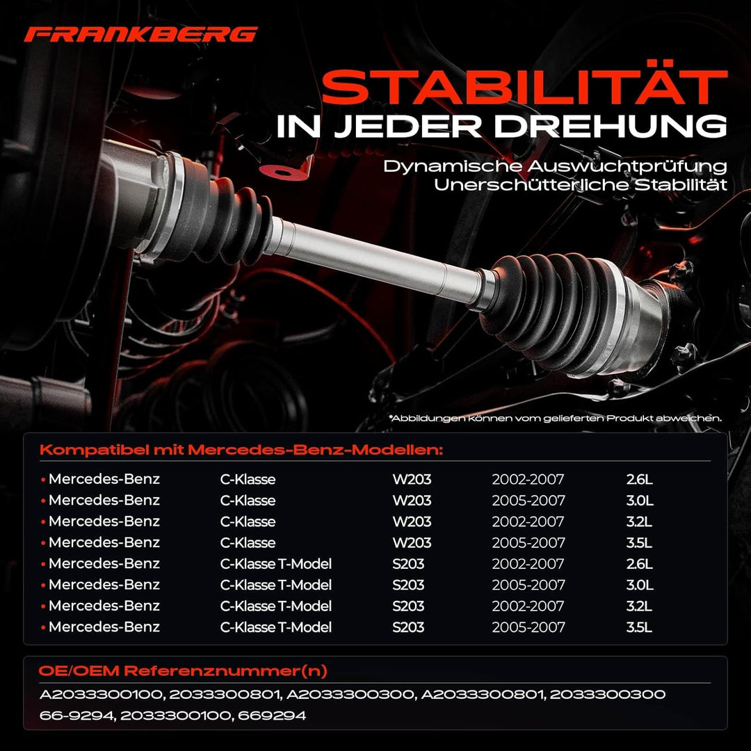 Frankberg Antriebswelle Vorne Rechts Kompatibel mit C-Klasse W203 S203 C240 C280 C320 C350 4matic 20