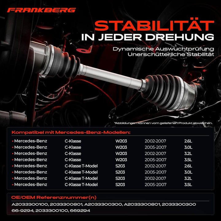 Frankberg Antriebswelle Vorne Rechts Kompatibel mit C-Klasse W203 S203 C240 C280 C320 C350 4matic 20