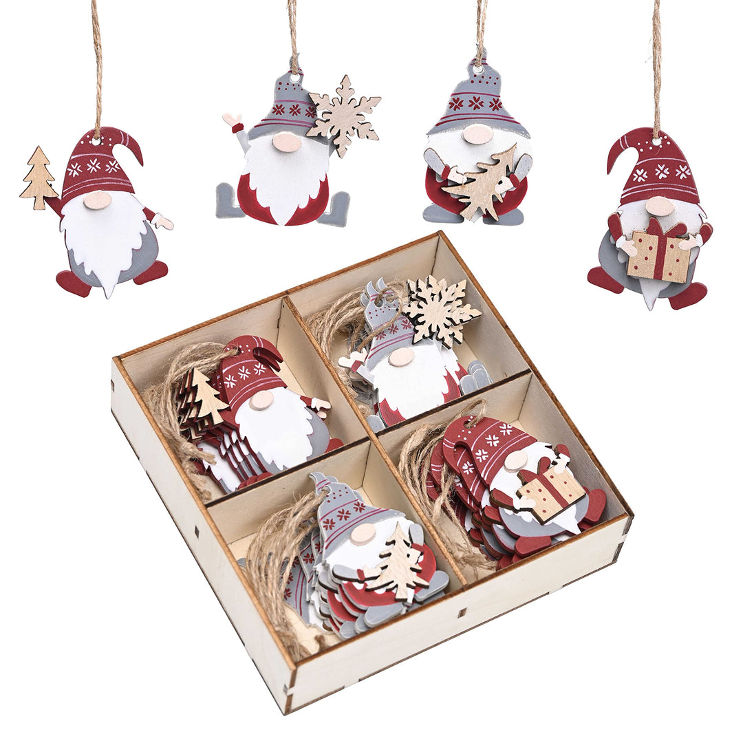 Valery Madelyn Holz Weihnachten Anhänger 24 Stück 6cm Baum Weihnachtsdeko Netter Weihnachtsmann Anhä