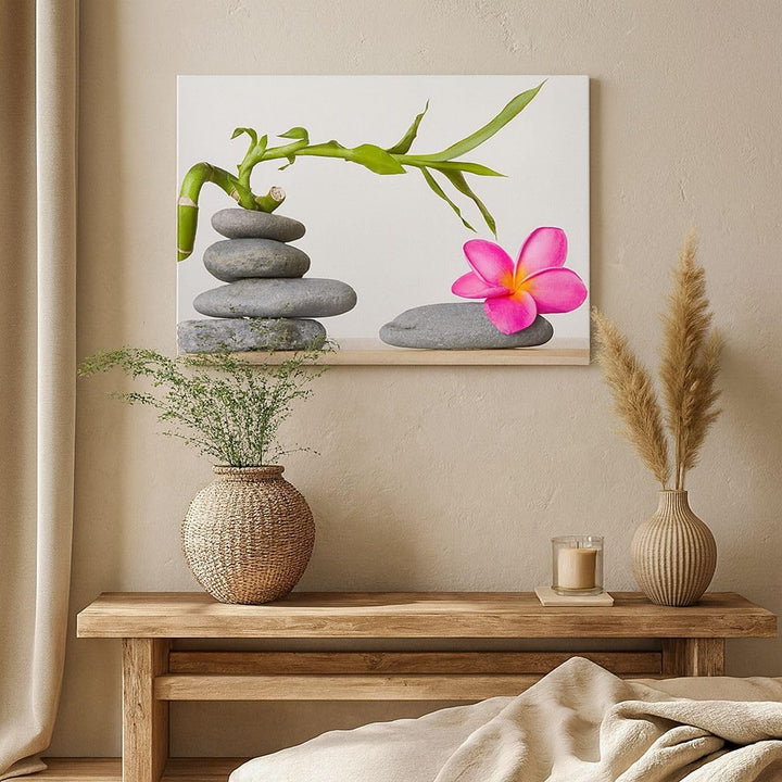Bilder auf Leinwand 100x70cm Leinwandbild Ruhig blume dekoration stein Gross Wanddeko Bild Schlafzim